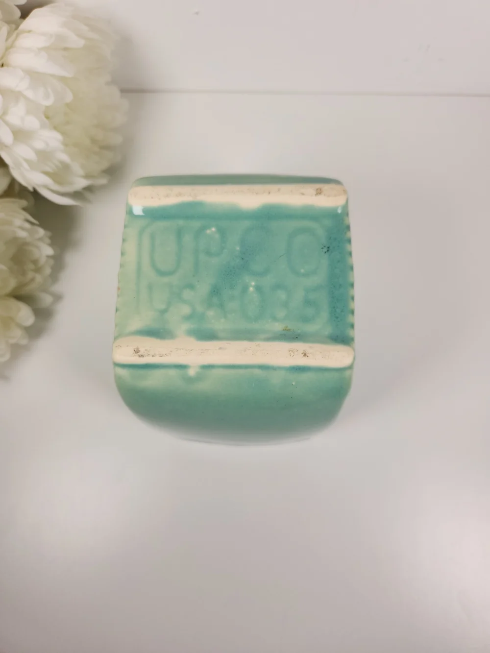 Vintage Upco USA 34 Seafoam Green Pottery Vase | Mid Century Planter | Retro